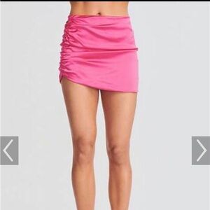 Fuchsia Seroya Silk Ruched Mini Skirt